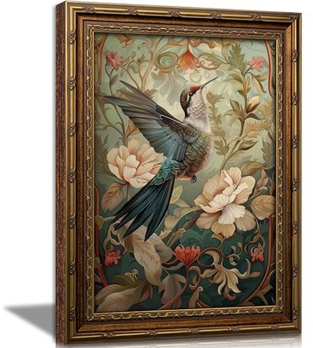 Vintage gold bird framed wall - gold,